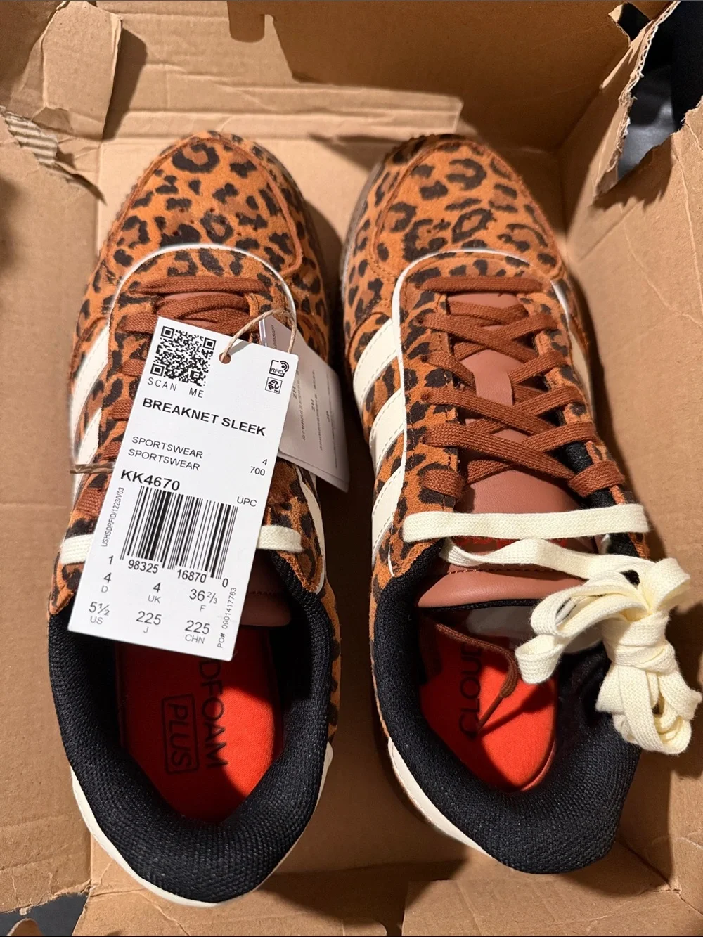 Adidas Women's 5.5 Breaknet Sleek Leopard Sneakers. New, never worn!